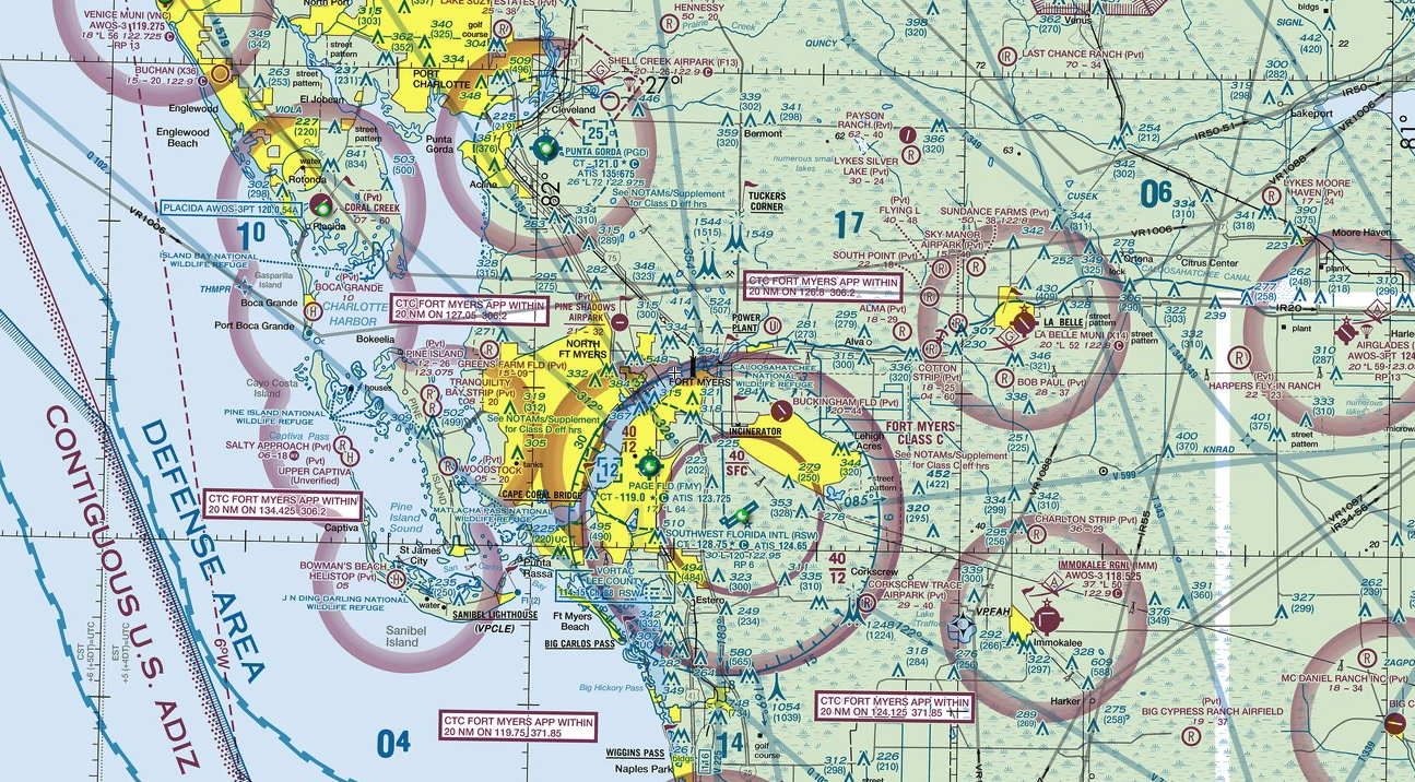 VFR sectional chart of southwest Florida
